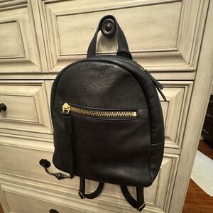 Fossil Mini Black Leather Backpack